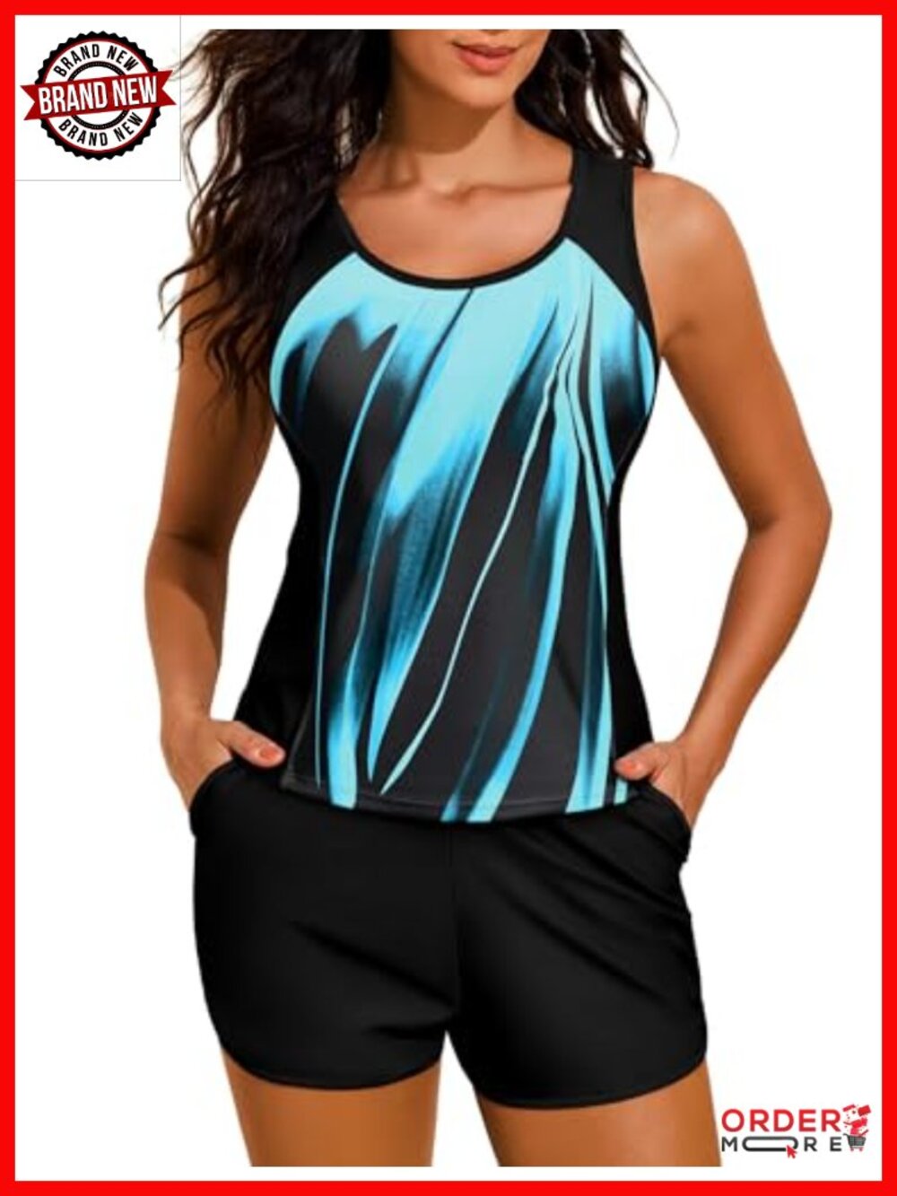 Tankini Swimsuits for Women Two Piece Athletic Bathing Suits with Boy Shorts